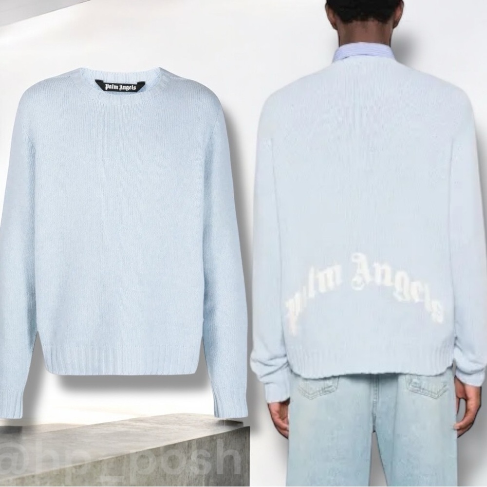Palm Angels curved-logo wool-blend jumper
